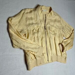 Spartina 449 Women's Light Yellow Full Zip Bomber Jacket XL